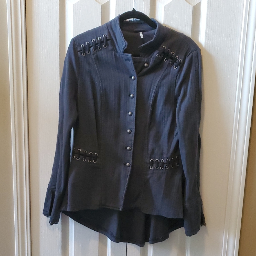 Free People Dark Gray Military-Inspired Blazer